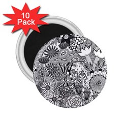 Floral Jungle Black And White 2 25  Magnets (10 Pack)  by okhismakingart