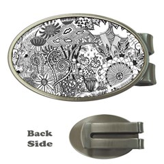 Floral Jungle Black And White Money Clips (oval)  by okhismakingart