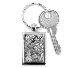 Floral Jungle Black And White Key Chains (rectangle)  by okhismakingart