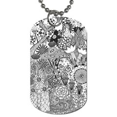 Floral Jungle Black And White Dog Tag (one Side) by okhismakingart