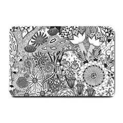 Floral Jungle Black And White Small Doormat  by okhismakingart