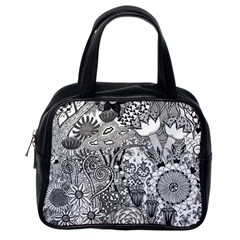 Floral Jungle Black And White Classic Handbag (one Side) by okhismakingart