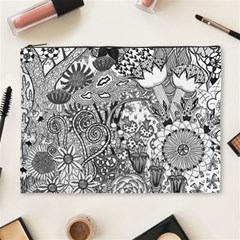 Floral Jungle Black And White Cosmetic Bag (xl) by okhismakingart