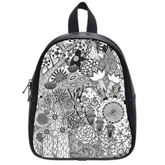 Floral Jungle Black And White School Bag (small) by okhismakingart