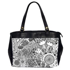 Floral Jungle Black And White Oversize Office Handbag (2 Sides) by okhismakingart