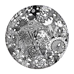 Floral Jungle Black And White Ornament (round Filigree) by okhismakingart