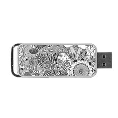 Floral Jungle Black And White Portable Usb Flash (two Sides) by okhismakingart