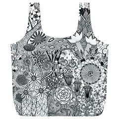 Floral Jungle Black And White Full Print Recycle Bag (xl) by okhismakingart