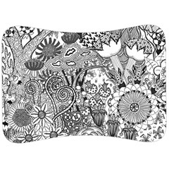 Floral Jungle Black And White Velour Seat Head Rest Cushion by okhismakingart