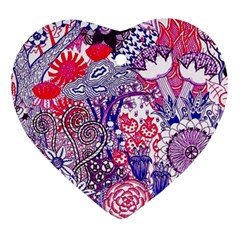 Floral Jungle Purple Ornament (heart) by okhismakingart