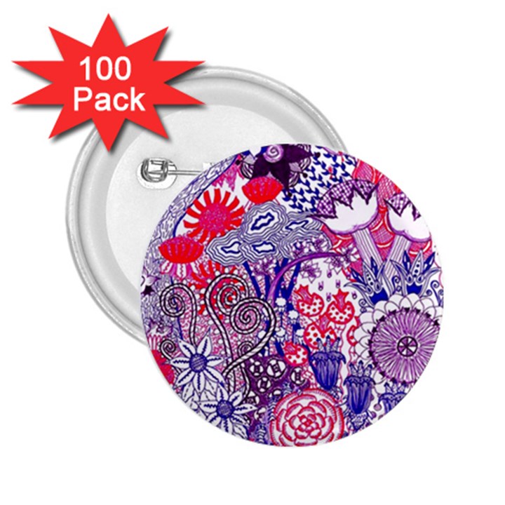 Floral Jungle Purple 2.25  Buttons (100 pack) 