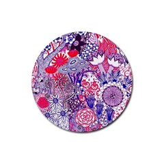 Floral Jungle Purple Rubber Coaster (Round) 