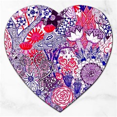 Floral Jungle Purple Jigsaw Puzzle (heart) by okhismakingart