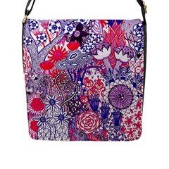 Floral Jungle Purple Flap Closure Messenger Bag (L)