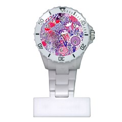 Floral Jungle Purple Plastic Nurses Watch