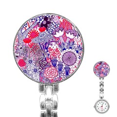 Floral Jungle Purple Stainless Steel Nurses Watch