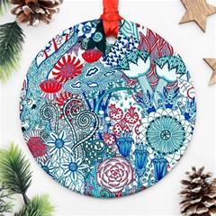 Floral Jungle Blue Ornament (round) by okhismakingart