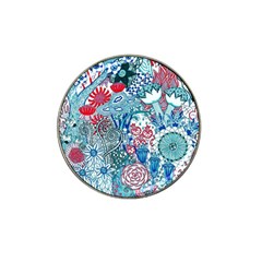 Floral Jungle Blue Hat Clip Ball Marker (10 Pack) by okhismakingart