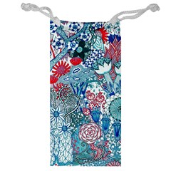 Floral Jungle Blue Jewelry Bag by okhismakingart