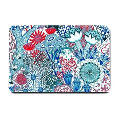 Floral Jungle Blue Small Doormat  by okhismakingart