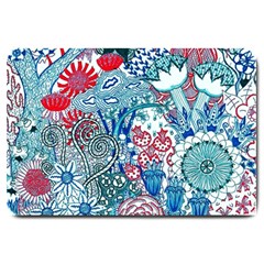 Floral Jungle Blue Large Doormat  by okhismakingart