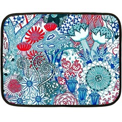 Floral Jungle Blue Fleece Blanket (mini) by okhismakingart