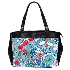 Floral Jungle Blue Oversize Office Handbag (2 Sides) by okhismakingart