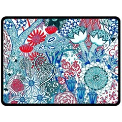 Floral Jungle Blue Fleece Blanket (large)  by okhismakingart