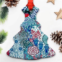 Floral Jungle Blue Christmas Tree Ornament (two Sides) by okhismakingart