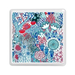 Floral Jungle Blue Memory Card Reader (square) by okhismakingart