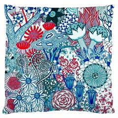 Floral Jungle Blue Large Cushion Case (two Sides) by okhismakingart