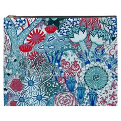 Floral Jungle Blue Cosmetic Bag (xxxl) by okhismakingart