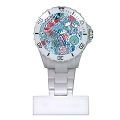 Floral Jungle Blue Plastic Nurses Watch by okhismakingart