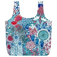 Floral Jungle Blue Full Print Recycle Bag (xl) by okhismakingart