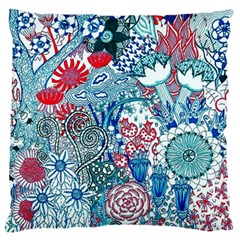 Floral Jungle Blue Standard Flano Cushion Case (one Side) by okhismakingart