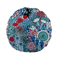 Floral Jungle Blue Standard 15  Premium Flano Round Cushions by okhismakingart