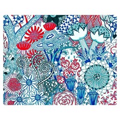 Floral Jungle Blue Double Sided Flano Blanket (medium)  by okhismakingart