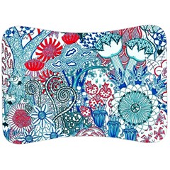 Floral Jungle Blue Velour Seat Head Rest Cushion by okhismakingart