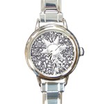 Geometric Flower and Vines 01 Round Italian Charm Watch Front