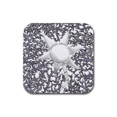 Geometric Flower And Vines 01 Rubber Coaster (square)  by okhismakingart