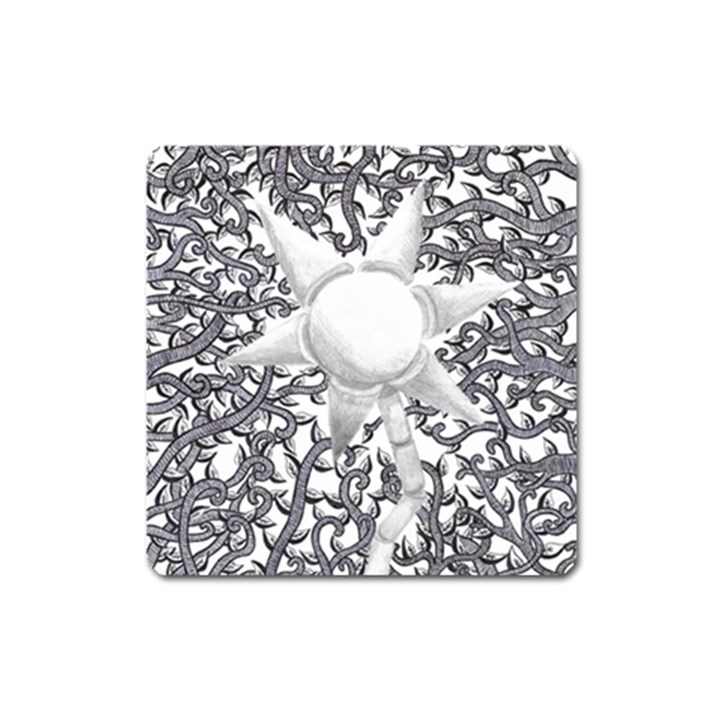 Geometric Flower and Vines 01 Square Magnet