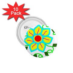 Digital Flower 1 75  Buttons (10 Pack) by okhismakingart