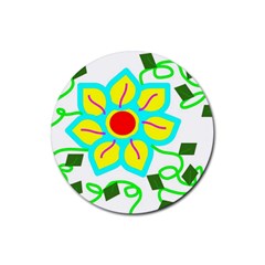 Digital Flower Rubber Coaster (round)  by okhismakingart