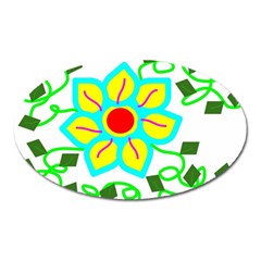 Digital Flower Oval Magnet by okhismakingart