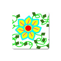 Digital Flower Square Magnet by okhismakingart