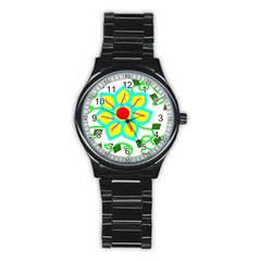 Digital Flower Stainless Steel Round Watch by okhismakingart