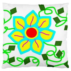 Digital Flower Large Flano Cushion Case (one Side) by okhismakingart