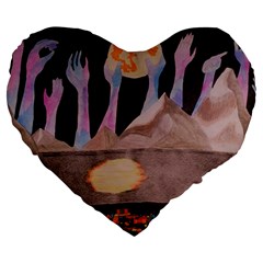 Angel s City Large 19  Premium Heart Shape Cushions by okhismakingart