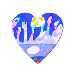 Angel s City In Blue Heart Magnet by okhismakingart