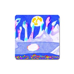 Angel s City In Blue Square Magnet by okhismakingart